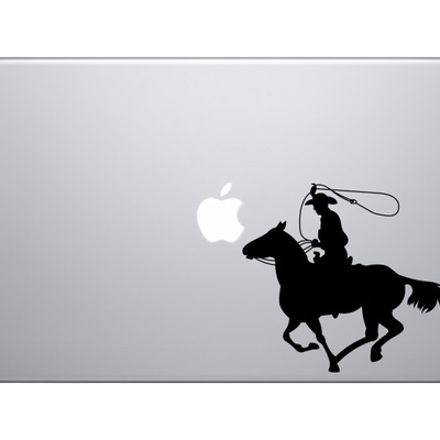 Wild west rodeo - cowboy on horseback version 1 - vinyl decal for laptops, macbook, tablets and cars 