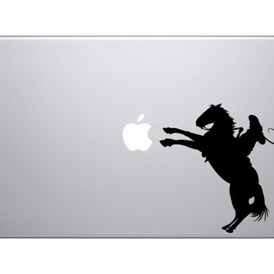 Wild west rodeo - cowboy on horseback version 3 - vinyl decal for laptops, macbook, tablets and cars 