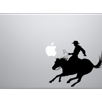 Wild west rodeo - cowboy on horseback version 5 - vinyl decal for laptops, macbook, tablets and cars 