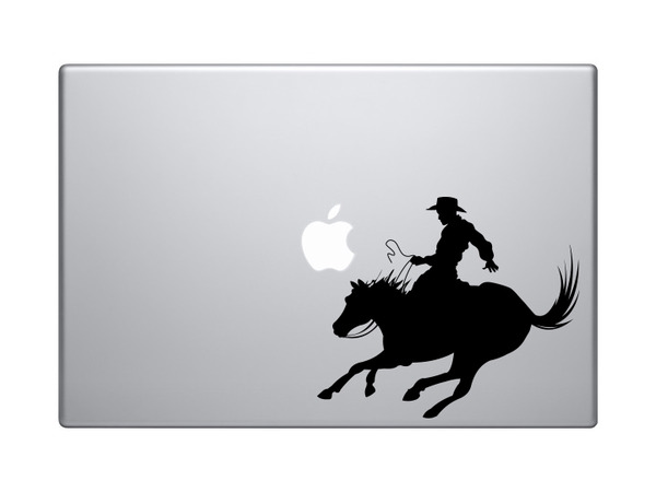 Wild West Rodeo - Cowboy on Horseback Version 5 - Vinyl Decal For Laptops, Macbook, Tablets and Cars 