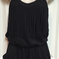 Black Fringe Romper - Thumbnail 1