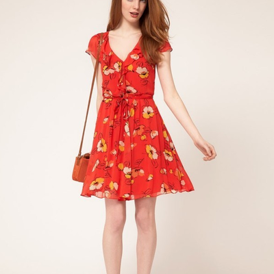 Red dress with flowers