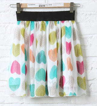Colorful Hearts Chiffon Skirt