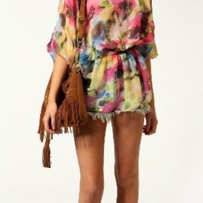 Rainbow colors tight waist dress