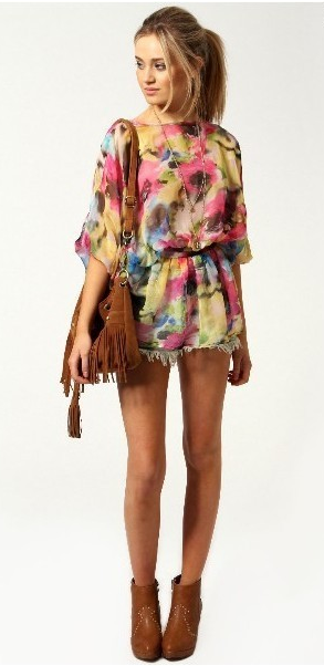 Rainbow Colors Tight Waist Dress