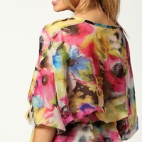 Rainbow Colors Tight Waist Dress - Thumbnail 1