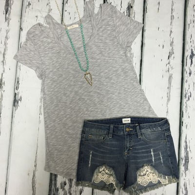 Grey Cutout Shoulder Top