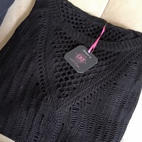 Black Classy fringe Crochet Bikini Cover Up - Thumbnail 1