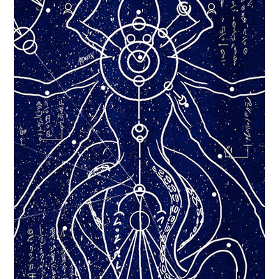 'alien constellations' skateboard design, signed by artist