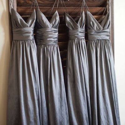 Long bridesmaid dress, gray bridesmaid dress, cheap bridesmaid dress, taffeta bridesmaid dress, modest bridesmaid dresses, e047
