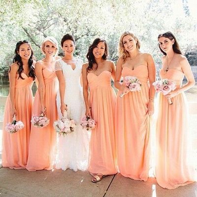 Long bridesmaid dresses, pink bridesmaid dresses, simple bridesmaid dresses, chiffon bridesmaid dress, bridesmaid dresses 2015, e057 - Thumbnail 5