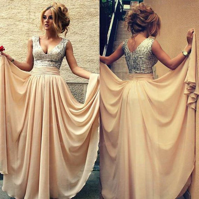 Off shoulder prom dress, long prom dress, v-neck prom dress, chiffon prom dress, popular prom dress, bds00002