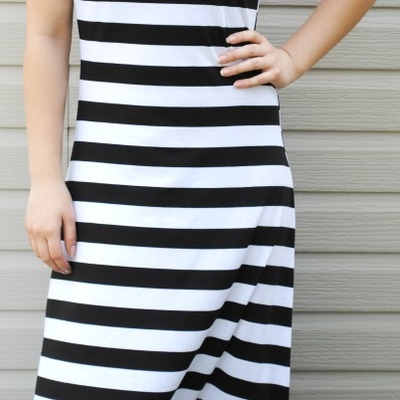 Black stripe maxi dress