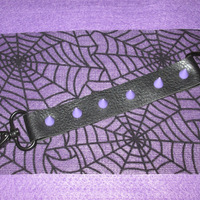 Black Leather Bracelet with Lavender Spikes - Thumbnail 2