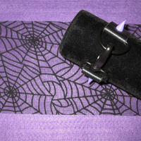 Black Leather Bracelet with Lavender Spikes - Thumbnail 3