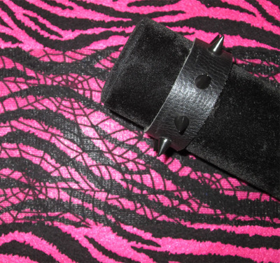 All Black Leather Bracelet with Black Spikes