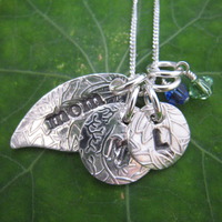 Mom Leaf Necklace/2 Initials/2 Birthstones - Thumbnail 1