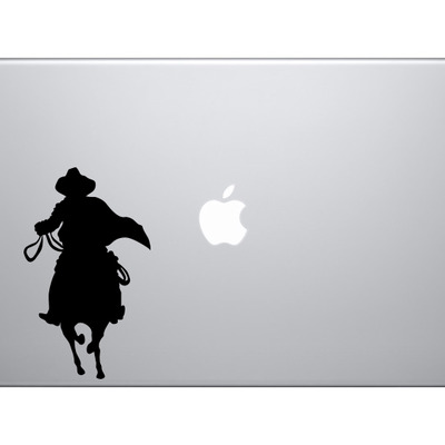 Wild west rodeo - cowboy on horseback version 7 - vinyl decal for laptops, macbook, tablets and cars 