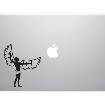 Flight evolution - stylized icarus winged man greek mythology - vinyl decal for laptops, macbook, tablets and cars 
