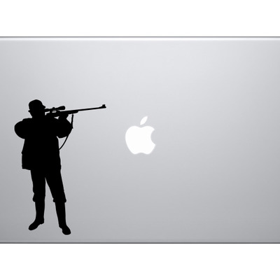Hunting rifle aim #4 - deer duck hunt chasing tail - vinyl decal for laptops, macbook, tablets and cars 