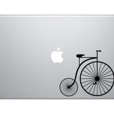Retro hipster - old style bicycle penny farthing - bike - vinyl decal for laptops, macbook, tablets and cars  - Thumbnail 2