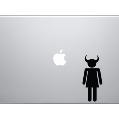 Rest room gender - ladies - female devil - demon succubus - vinyl decal for laptops, macbook, tablets and cars  - Thumbnail 2