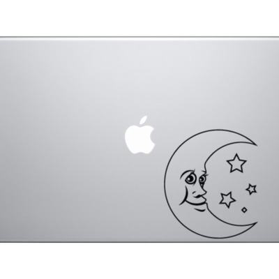 Nursery room - kids - cute cartoon crescent moon face stars - vinyl decal for laptops, macbook, tablets and cars  - Thumbnail 3