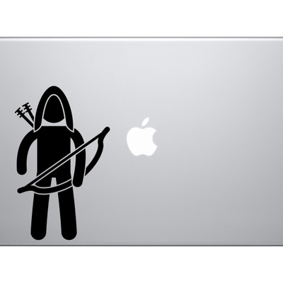 Medieval stickman #2 - hooded archer bow and arrow - vinyl decal for laptops, macbook, tablets and cars  - Thumbnail 1