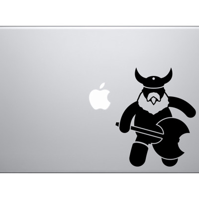 Medieval stickman #4 - viking battle ax with horned helmet - vinyl decal for laptops, macbook, tablets and cars  - Thumbnail 3