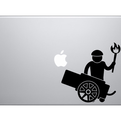 Medieval stickman #5 - cannon gunner torch man - vinyl decal for laptops, macbook, tablets and cars  - Thumbnail 3