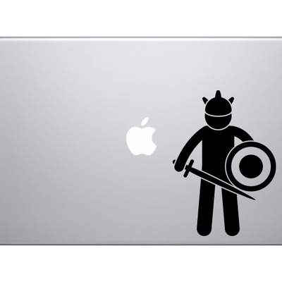 Medieval stickman #7 - knight sword and round shield - vinyl decal for laptops, macbook, tablets and cars  - Thumbnail 2