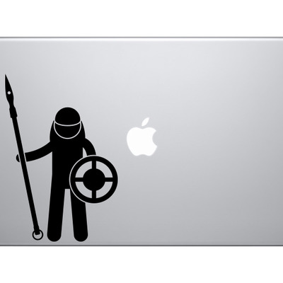 Medieval stickman #8 - javelin thrower and round shield - vinyl decal for laptops, macbook, tablets and cars 