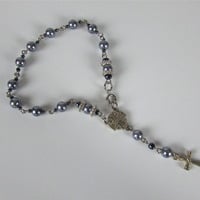 Purple Pearl Rosary Braclets - Thumbnail 1