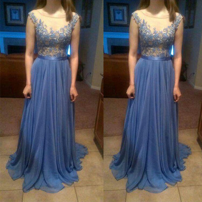 Long prom dress, lace prom dress, handmade prom dress, junior prom dress, popular prom dress, cap sleeve prom dress,bds00022