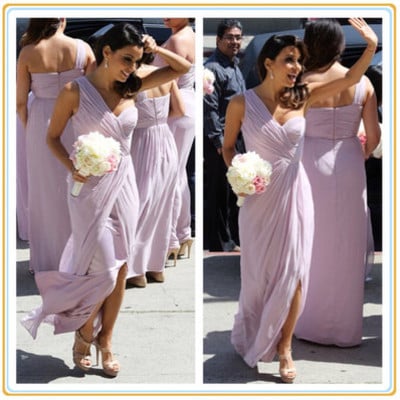 Long bridesmaid dress, lilac bridesmaid dress, pleating bridesmaid dress, one shoulder bridesmaid dress, custom bridesmaid dres,bds00030 - Thumbnail 2