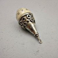 Handmade Chunky Salvaged Paper Bead Pendant with Silver Accents: Mondo - Thumbnail 1