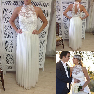 Long prom dress, lace prom dress, open back prom dress, ivory prom dress, cheap wedding dress, bridesmaid dress, bds00060 - Thumbnail 5