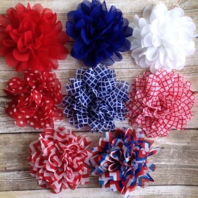 4th of july scallop flower clip