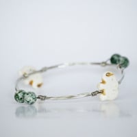 Agate and Elephant Bead Wire Bangle - Thumbnail 1
