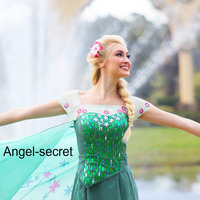 J929 FROZEN FEVER ELSA green dress whole set - Thumbnail 4