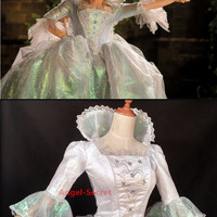 P388 NEW fairy god mother Cinderella 2015 movie white metallic gown without wings - Thumbnail 1
