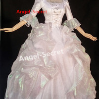 P388 NEW fairy god mother Cinderella 2015 movie white metallic gown without wings - Thumbnail 3