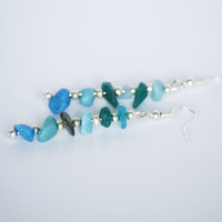 Aqua Mix Quartz Chip Earrings - Thumbnail 1