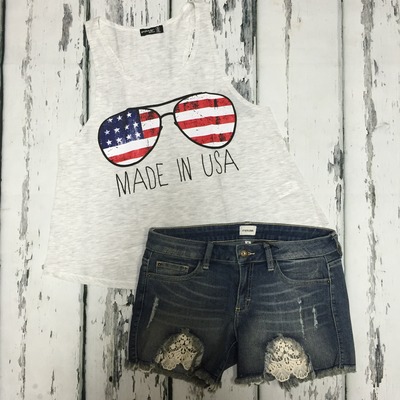 Made In USA Muscle Tank (Light Heather Grey)