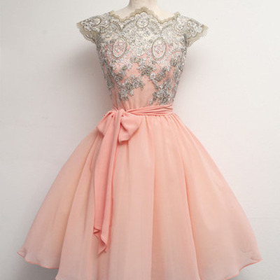 Pink homecoming dress, chiffon prom dress, homecoming dress 2016, short prom dress, party prom dress, bds00070