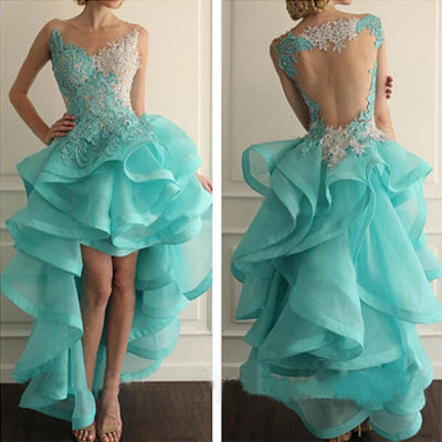 Blue prom dress, new design prom dress, homecoming dress 2016, hi-lo prom dress, party prom dress, dresses for prom, bds00075 - Thumbnail 1