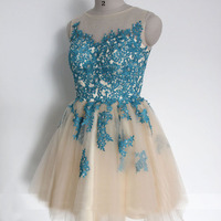 lace homecoming dress, lace bridesmaid dress, short prom dress, cheap prom dress, lace prom dress, cocktail dress,  BDS00076 - Thumbnail 2