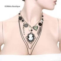 Brand New Cameo Necklace with Earrings 