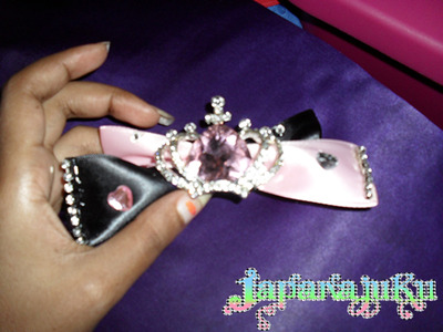 〖Sold Out〗Pink Black Bling Crown Hair Bow