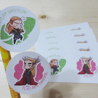 Tolkien - circle shape stickers - Legolas Greenleaf , Thranduil - Thumbnail 1